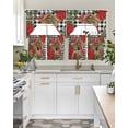 thumbnail image 4 of Christmas Swag Kitchen Curtains Sets for Windows 24 Inch Length, Red Cardinal Bird Poinsettia Pine Needles Plaid Short Window Curtain Panels Swags Valances and Tiers 3 Piece Set for Cafe/Dining Room, 4 of 5