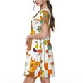 thumbnail image 2 of Naloa Autumn Forest Animals Print Womens Summer A-Line Dress with Pockets,Short Sleeve Dresses,Flowy Beach Swing Dress for Vacation Travel, 2 of 6