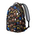 thumbnail image 2 of Football and Baseball Black Pattern Backpack for School, Cute School Bag with Adjustable Shoulder Straps and Padded Back, 15.3"x11"x7.1", 2 of 5