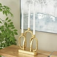 thumbnail image 2 of DecMode 3 Candle Gold Metal Interlocked Chains Candle Holder with Rectangle Base, 2 of 9