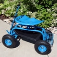 thumbnail image 4 of Sunnydaze Chariot de Jardinage Roulant en Acier Robuste pour Pelouse et Jardin Extérieur avec Poignée de Direction Extensible, Chaise Pivotante, Plateau à Outils et Panier - Bleu, 4 of 10