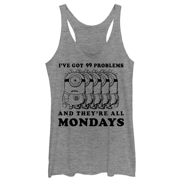 Women's Despicable Me Minion Monday Problems Racerback Tank Top Gray Heather Small