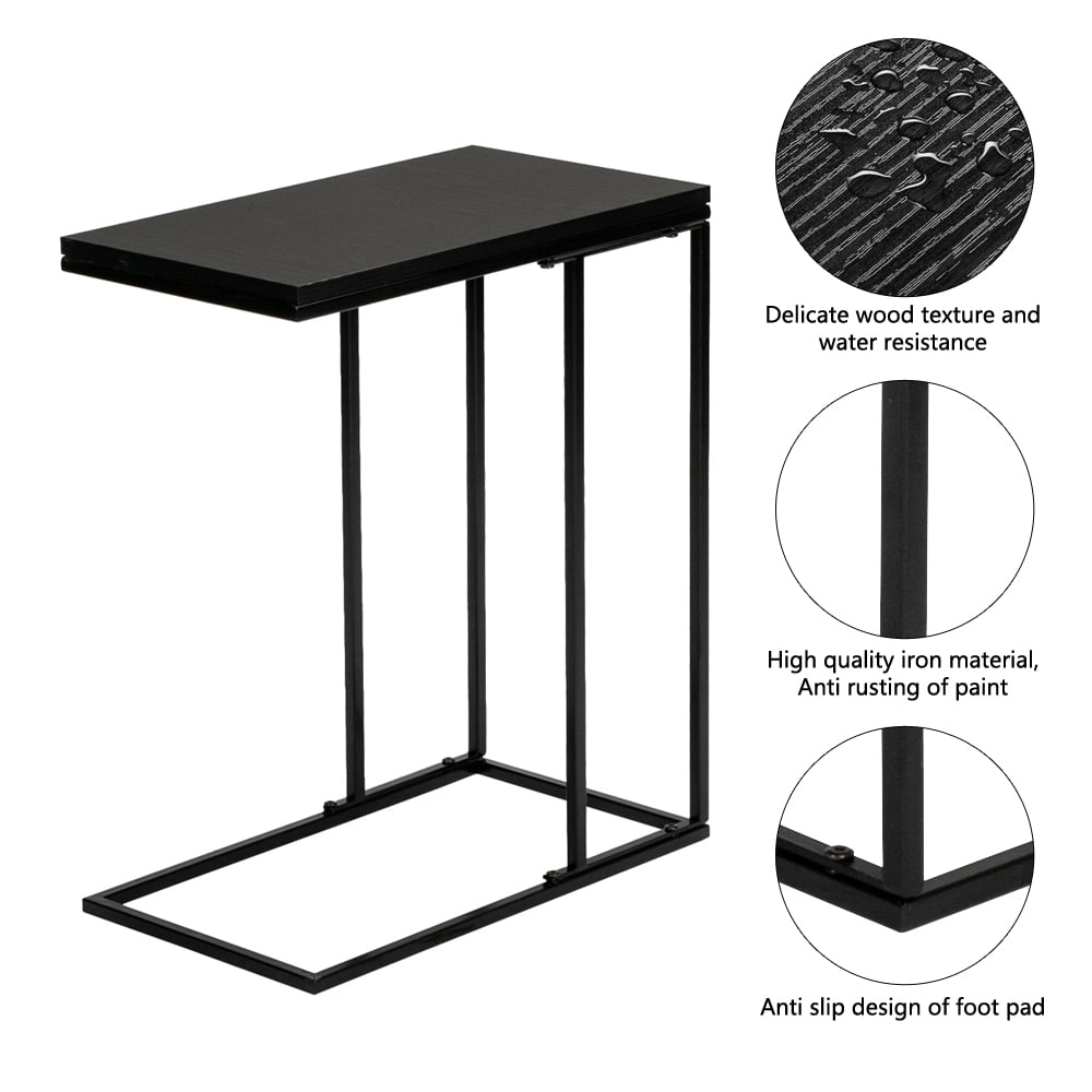 Lowestbest Side Table, Avenue Sofa Table, End Table for Living Room, Mobile Snack Table for Coffee Laptop Tablet, Industrial C Table Next to Sofa Couch, Baldrick Console Table, Black