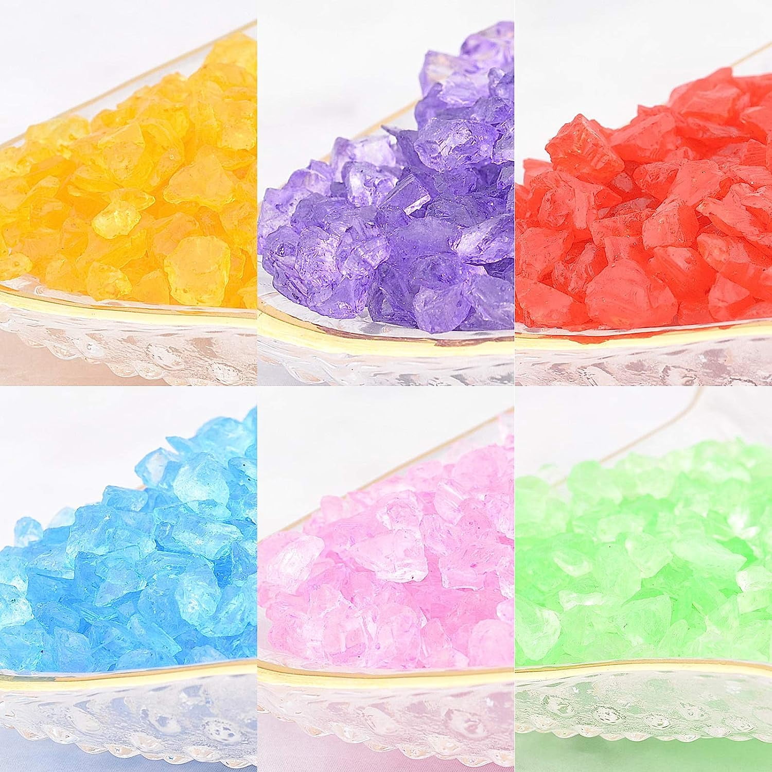 Candle Making Accessory 300g 6 Colors No Hole Chip Glass Beads Accessory DIY for The Making of Colored Candles Easy to Make Gel Candle Mixed Color