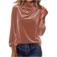 thumbnail image 3 of Tqcoqu Women's Mock Turtleneck Velvet Top,Long Sleeve 2026 Fall Velour Shirts,Trendy Loose Dressy Casual Blouse Daily Wear, 3 of 8