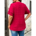 thumbnail image 5 of LANREMON Plus Size Tops for Women Summer Womens Tunic Tops Red Crew Neck Ruffle Sleeve Swiss Dot Loose Solid Work Shirts 2XL, 5 of 6
