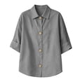thumbnail image 5 of Women Short Sleeve Tops Comfortable Fashion 3/4 Sleeve Sweatshirt Summer Blouses for Women Gray 4XL, 5 of 8