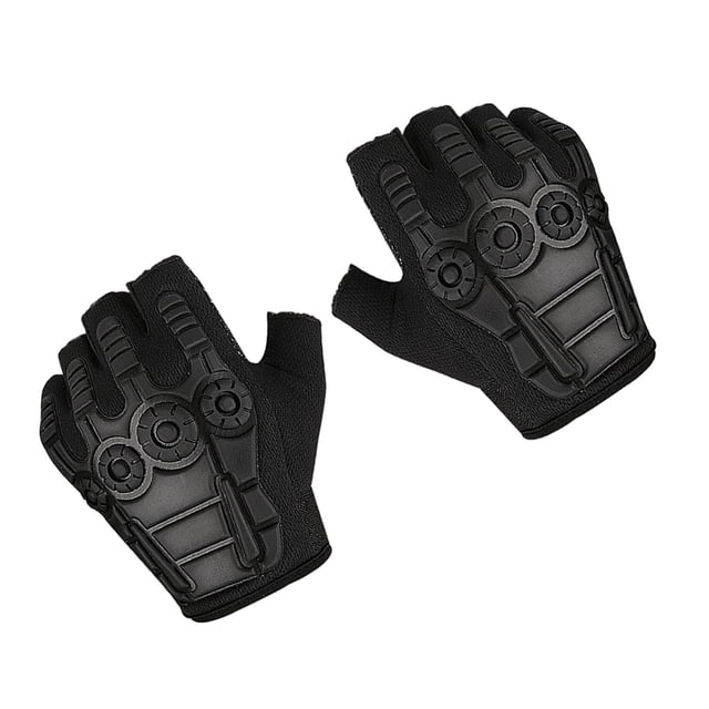 Guantes sin dedos transpirables con protección de palma y antideslizantes para hombre. Negro