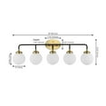 thumbnail image 3 of JONATHAN Y Caleb 38" 5-Light Contemporary Transitional Iron/Glass LED Vanity Light, Brass Gold/Black/White, 3 of 13