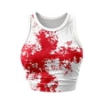 thumbnail image 4 of Bibifish Womens Tank Tops Crew Neck Red Splash Print Camisoles Cropped Summer Sleeveless Shirts, 4 of 4