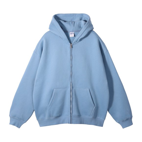 Mens Zip Up Hoodie Long Sleeve Fleece Full Zip Hooded Sweatshirt Pullover With Pocket Men'S Hoodies & Sweatshirts Light Blue Xl