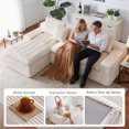 thumbnail image 6 of HipyMo 105" Sectional Couches for Living Room Corduroy Cloud Couch Sofa with L-Shape Upholstered Boneless Couchs Modern Modular Sectional Couch with Chaise (Left Facing Chaise+2Seaters, Beige), 6 of 9