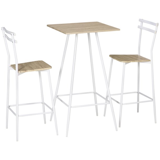 Bar Table and Chairs Set, 3 Piece Dining Table Set for 2 with
