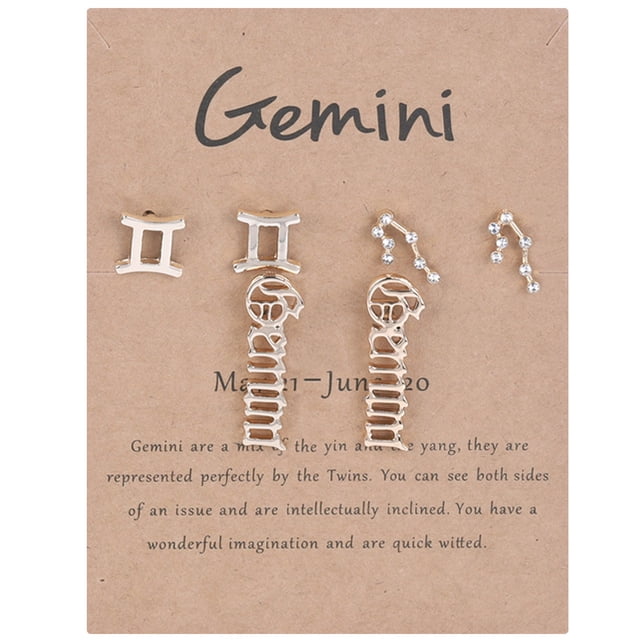 12 Constelación Pendientes Cumpleaños Zodiaco Signo Capa Exquisito de Joyería Antiguo-Inglés Zodiaco Pares Regalo Tres Constelación Carta Horóscopos Pendientes