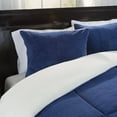 thumbnail image 2 of Lavish Home 3-Piece Sherpa Full/Queen Bedding Comforter Set, Navy-Blue, 2 of 4
