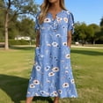 thumbnail image 1 of TaTaai Women's Floral Print V-Neck Short Sleeve Midi Dress with Tie Cuff Detail and Side Pockets Casual Fashion Lightweight Flowy Dress for Spring Summer Daily Vacation Outings Gift, 1 of 7