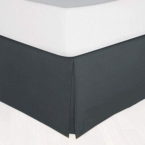 14-Inch Drop King Size 76" x 80"Grey Solid Bed Skirt Split Corner Pleated Style Easy Fit Easy Care 100% Egyptian Cotton 400 Thread Count