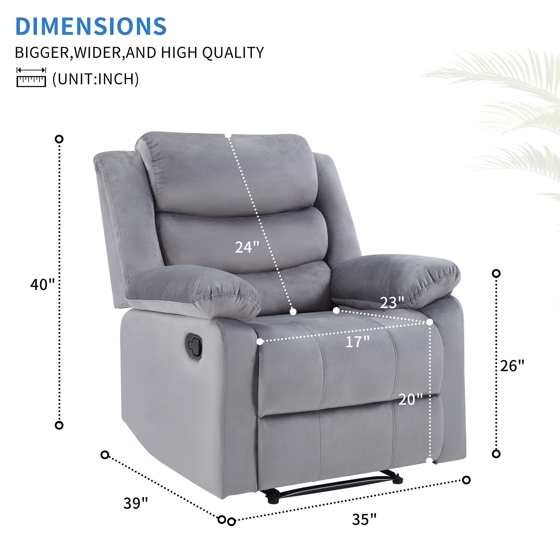Bonzy Home Modern Comfort Reclining Chair Set of 2, Breathable Fabric Recliner Chairs, Gray