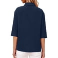 thumbnail image 2 of ZUKMRJPC 3/4 Length Sleeve Womens Tops Classic Button Down Collared Solid Color Shirts Lightweight Pleated Casual Loose Shirts, 2 of 8