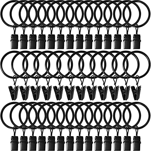 12 X 30mm Strong Metal Curtain Rings With Eyes without clips Black UK SELLER 