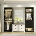 thumbnail image 4 of Homieasy 50" Closet System 2 Sets, Walk-in Closet System with 4 Wooden Drawers & 2 Hanging Rods, Heavy Duty Closet with Mirror, Wardrobe Closet for Bedroom/Closet, 50"L x 15"W x 79.7"H, Black, 4 of 7