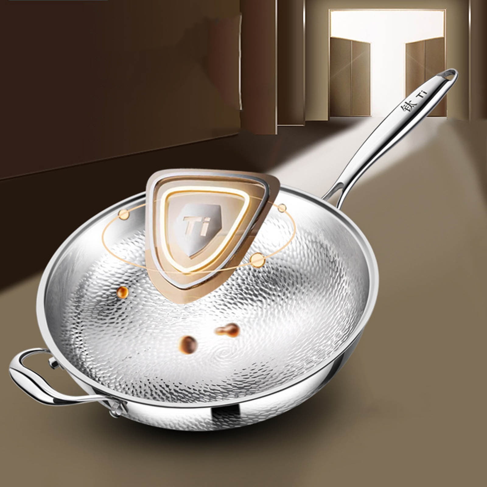 Titanium Pan 2025 – Non Stick Titanium Frying Pan for Cooking – Durable Scratch-Resistant Hammered Titanium Skillet – Fast Even Heating, Pro-Grade Healthy Cooking Pan with Steamer Basket and Pot Lid