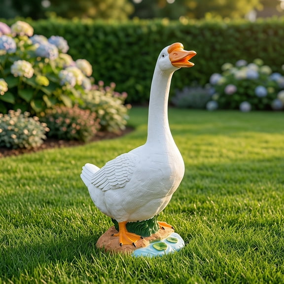 Large Goose Garden Statue - Handmade Resin Outdoor Décor Yard Art - Elevate Your Garden Style Today