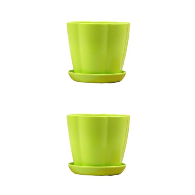 kurtrusly ABS Classic Plastic Flower Vase - Wide Application Not Easy To Break Prevent Water Leakage Equipped With Plate Home Green S,1 2Set