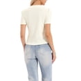 thumbnail image 3 of INSPIRE CHIC V Neck Tshirts for Women Casual Short Sleeve Ribbed Button Up Spring Summer Basic Tee Tops XS White, 3 of 6