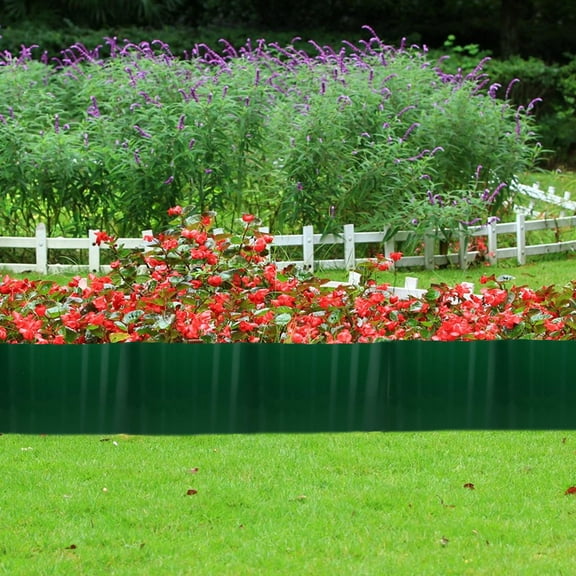 Tineasur 1 Roll Flower Garden Fence Green HDPE Wave Shaped Outdoor Decoration
