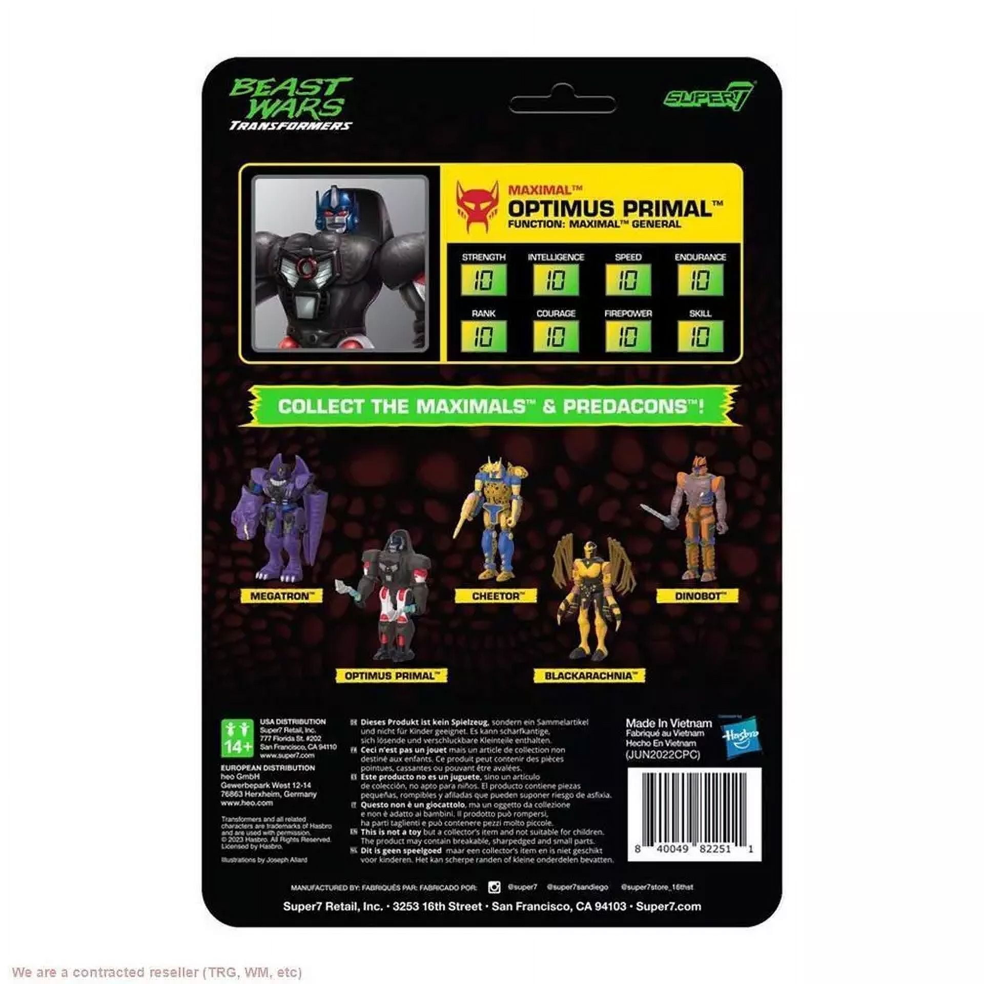 Transformers Beast Wars Optimus Primal Hyper Steel ReAction Figure