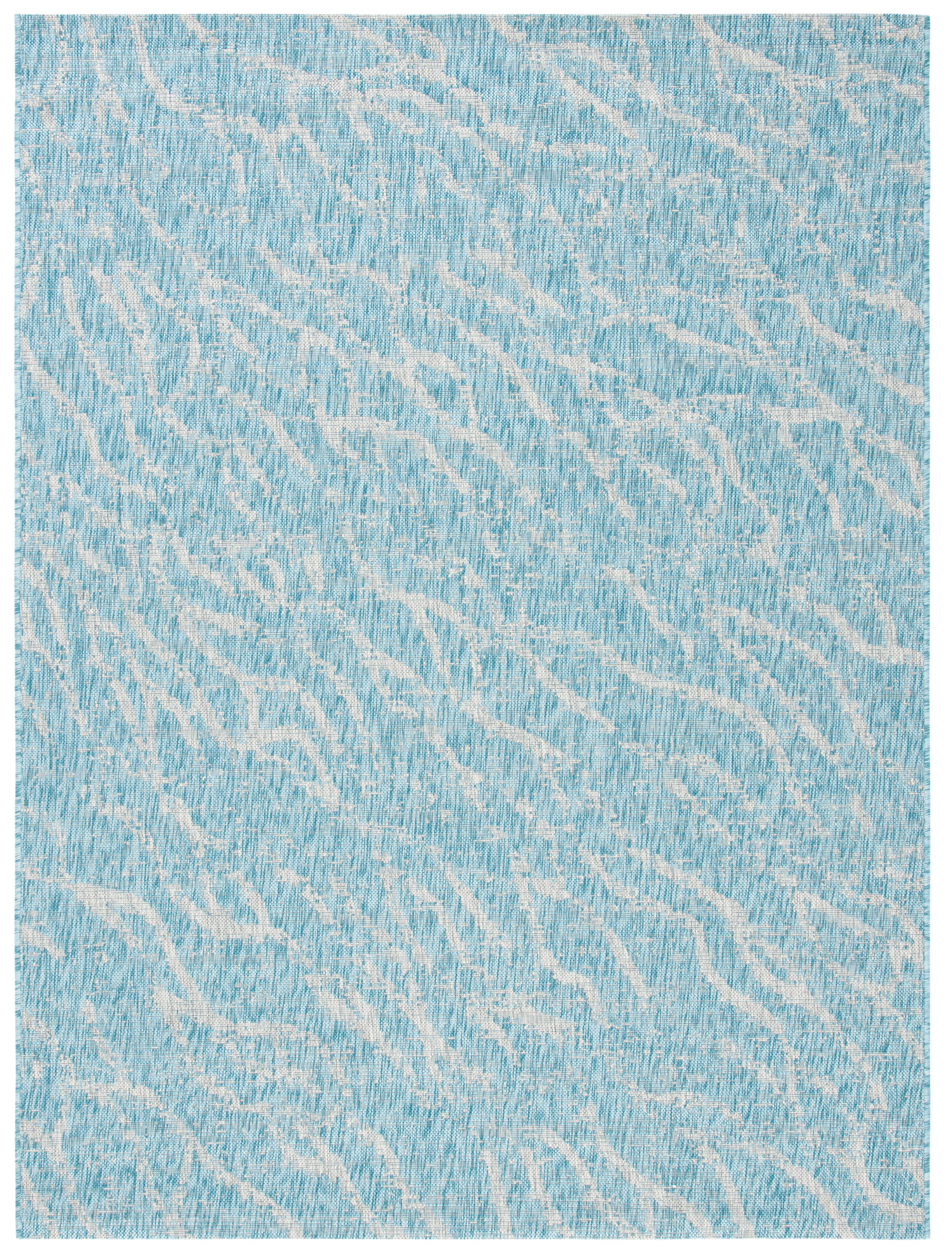 SAFAVIEH Courtyard Ruth Abstract Indoor/Outdoor Area Rug, Aqua/Grey, 8' x 10'