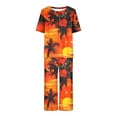 thumbnail image 7 of Atogsazn Women's Sleepwear Capri Pajama Sets Short Sleeve Two Piece Pjs Crew Neck Tops & Capri Pants with Pockets Orange XXL, 7 of 7