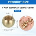 thumbnail image 2 of Thread Cap Nuts Knob, Brass Ball Lamp Decoration Screw Caps Nut Cover Nut for Furniture Lighting and DIY Project M10x15mm 6, 2 of 6