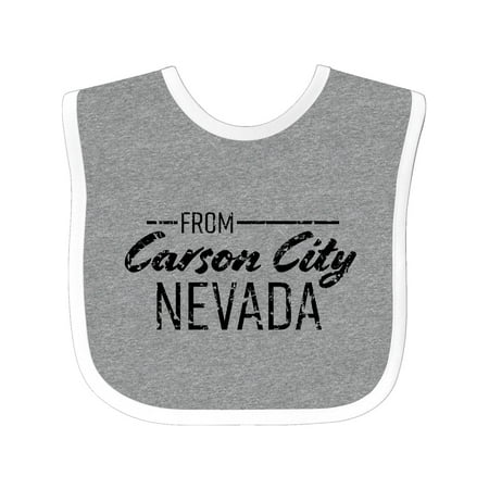 

Inktastic From Carson City Nevada in Black Distressed Text Gift Baby Boy or Baby Girl Bib