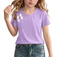 thumbnail image 3 of Loopsun Kids Girls Summer Tops Solid Round Neck Short Sleeve Blouses for 0 to 12 Years, 3 of 5