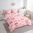 thumbnail image 3 of jejeloiu Sweet Cherry Strawberry 7-Piece Twin Bedding Sets,Cute Cartoon Bowknot Bedding Comforter Set,Pink Bowtie Bow Sheet Sets For Girl,Super Cozy Room Decor Reversible, 3 of 8