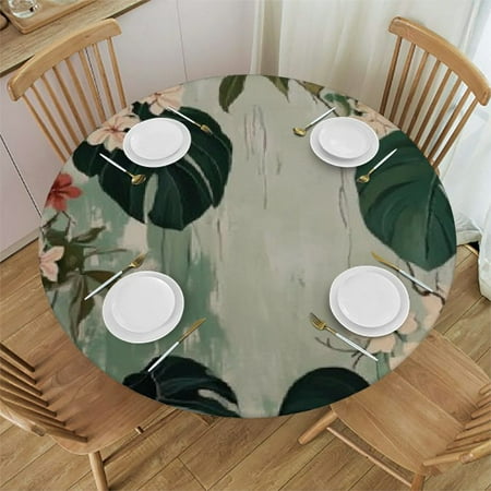 

Patifu Leaves Flowers Round Tablecloth - Stain-Resistant & Washable Polyester Table Cover for Home Kitchen Parties Holiday Dinner - Ideal for Indoor/Outdoor Use 38 -42