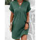 thumbnail image 3 of Camisa de Verano para Mujer, de Algodón y , con Cuello en V, Informal, de Corta, Holgada, Color Verde M, 3 of 5