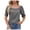 Grey, variant on Womens Square Neck Blouse Smocked Ruffle Sleeve Solid Color Tee Casual Puff Short Sleeve T Shirts Loose Fit Summer Tops