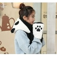 thumbnail image 7 of XIAOCHA Womens Panda‑Print Hooded Scarf Hat Plush Hats for Fall Winter Walk Hoodedscrafthats,Black, 7 of 7