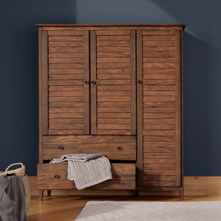 Grain Wood Furniture Greenport 3-Door Wardrobe, Brushed Walnut