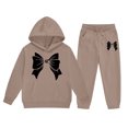 thumbnail image 2 of Angala 2 Piece Outfits For Girls Hooded Long Sleeve Bowknot Print Sweatshirt With Jogger Pants Set Girls Autumn Daily Wear Clothes, 2 of 3