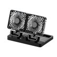 thumbnail image 2 of Ventilador de coche eléctrico y solar, giratorio 360 grados, 3 velocidades, para escritorio cabezas dobles negras, 2 of 8