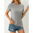 thumbnail image 7 of AviBest Women's T-Shirts , Ribbed Crew Neck Short Sleeve Tshirts, 7 of 7