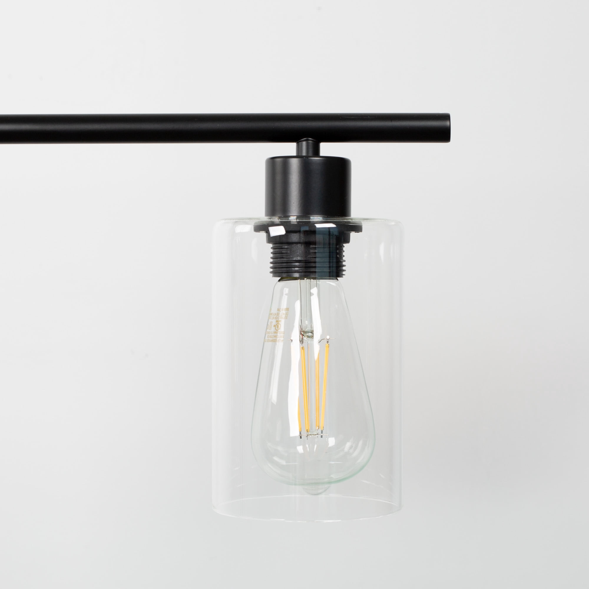 YANSUN 3-Light Linear Pendant Lights, Modern Black Fixture with Clear Glass Shades