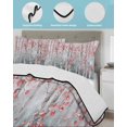 thumbnail image 4 of Quilts Twin Size, Pink Teal Forest Soft Comforter Bedding Set for Bed, Modern Oil Painting Art Lightweight Quilted Bedspread with Pillow Cover(2 Pieces) for All Season, 68x86 Inch, 4 of 6