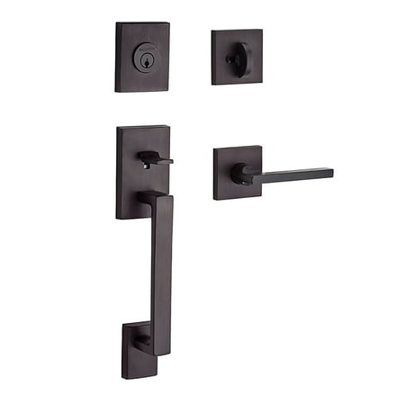 Baldwin Hardware Soho Single - Baldwin Hardware SC.LAJ.SQU Reserve La Jolla Single Cylinder Handleset with Square Lever and Contemporary Rose