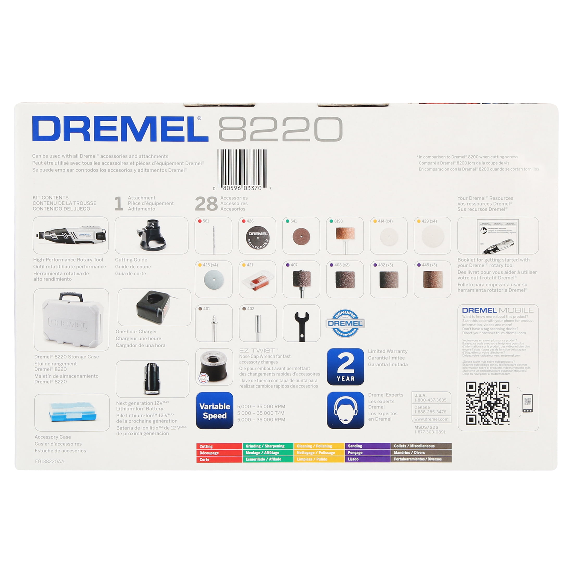 Dremel 8220 1 28 12V Max Lithium Ion Rotary Tool Kit With 1 5 Ah