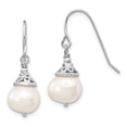 thumbnail image 6 of Sterling Silver Rhodium-plated 9-10mm FWC Pearl Necklace & Dangle Earrings Set, 6 of 7